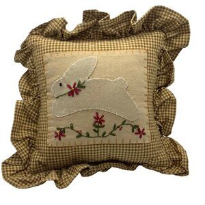 Home Collections By Raghu Easter‎ Pillow Rabbit Floral Embroidery Button 12”